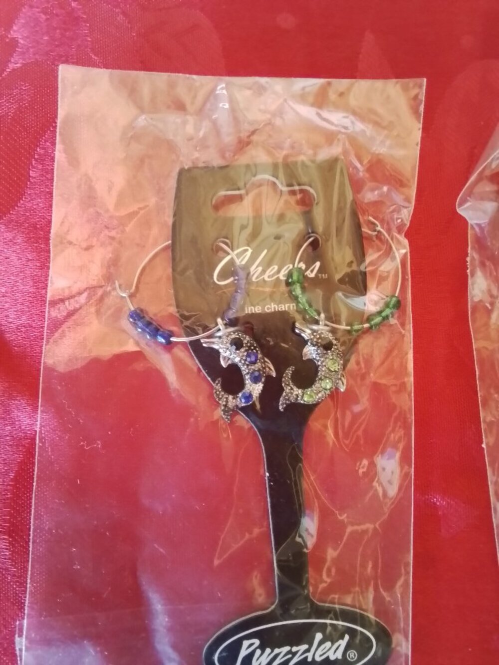 Lot of 6 Wine Charms Dolphins With Bling NWT